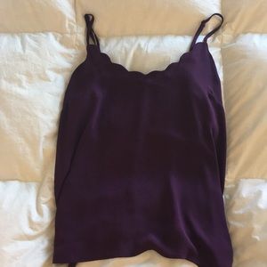 Eggplant Purple Blouse Scallop Hem AdjustableStrap